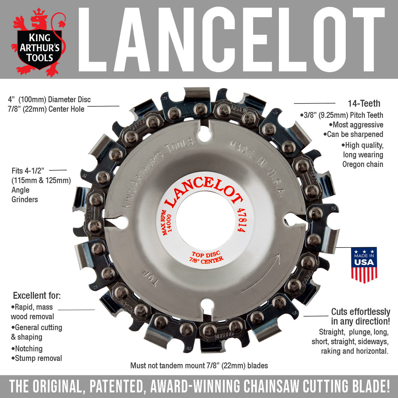 Lancelot 14 Tooth Chainsaw Disc - KING ARTHUR'S TOOLS