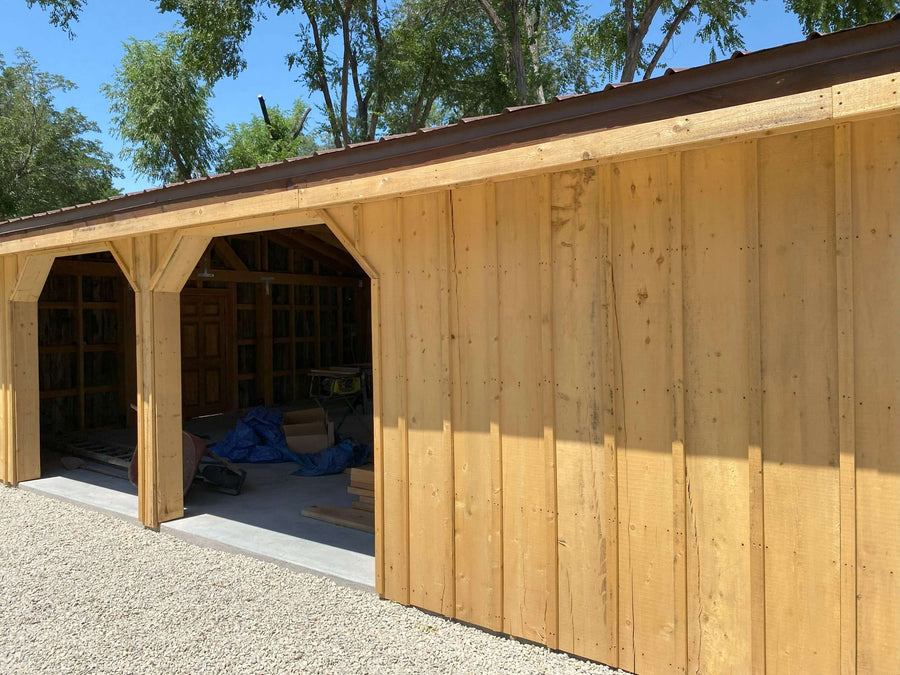 Horse stalls wood siding board & batt natural wood